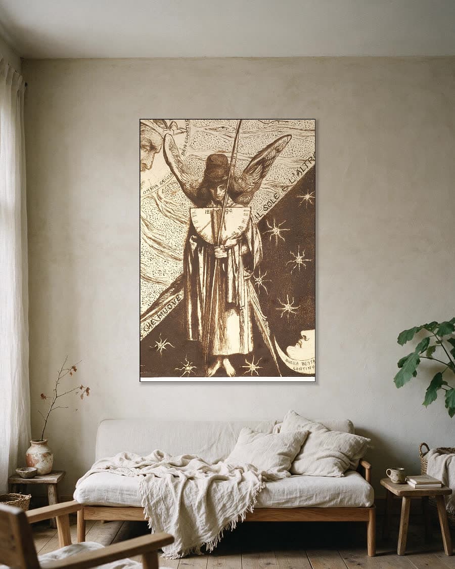Dantis Amor, voltooide studie in een aluminium frame aan dezelfde muur