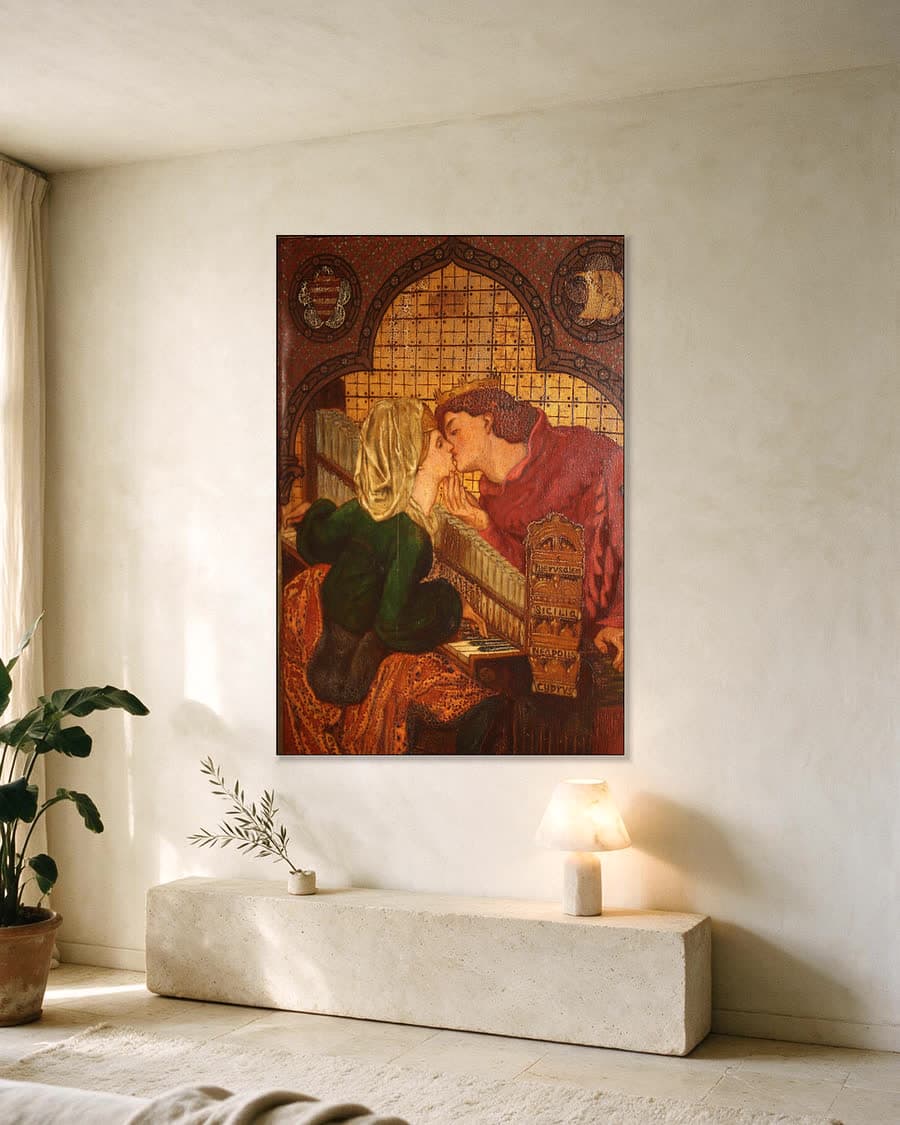 De huwelijksreis van koning René, kabinet in een aluminium frame aan dezelfde muur