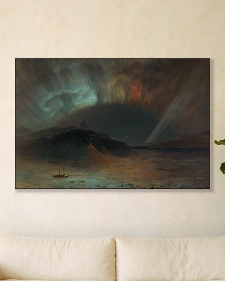 Poollicht in de arctische nacht in een aluminium frame aan dezelfde muur