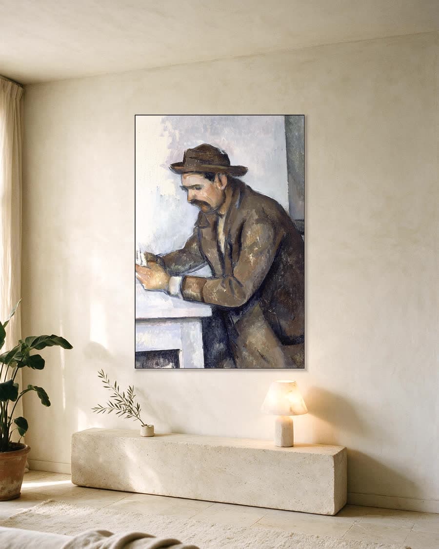 De kaartspeler in een aluminium frame aan dezelfde muur
