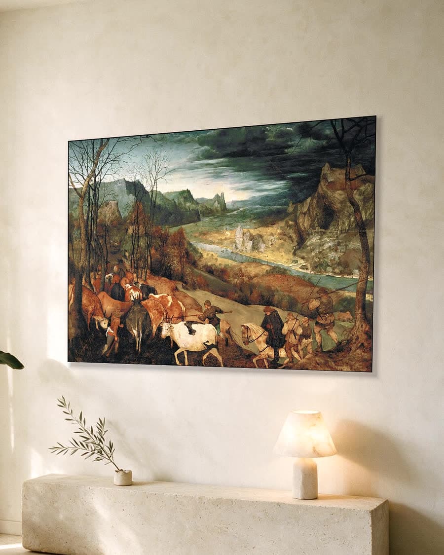 De terugkeer van de kudde in een aluminium frame aan dezelfde muur
