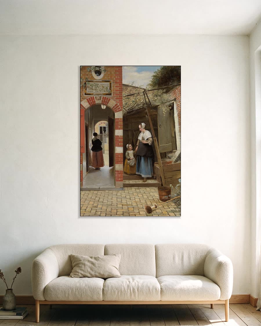 Binnenplaats van een huis in Delft in een aluminium frame aan dezelfde muur