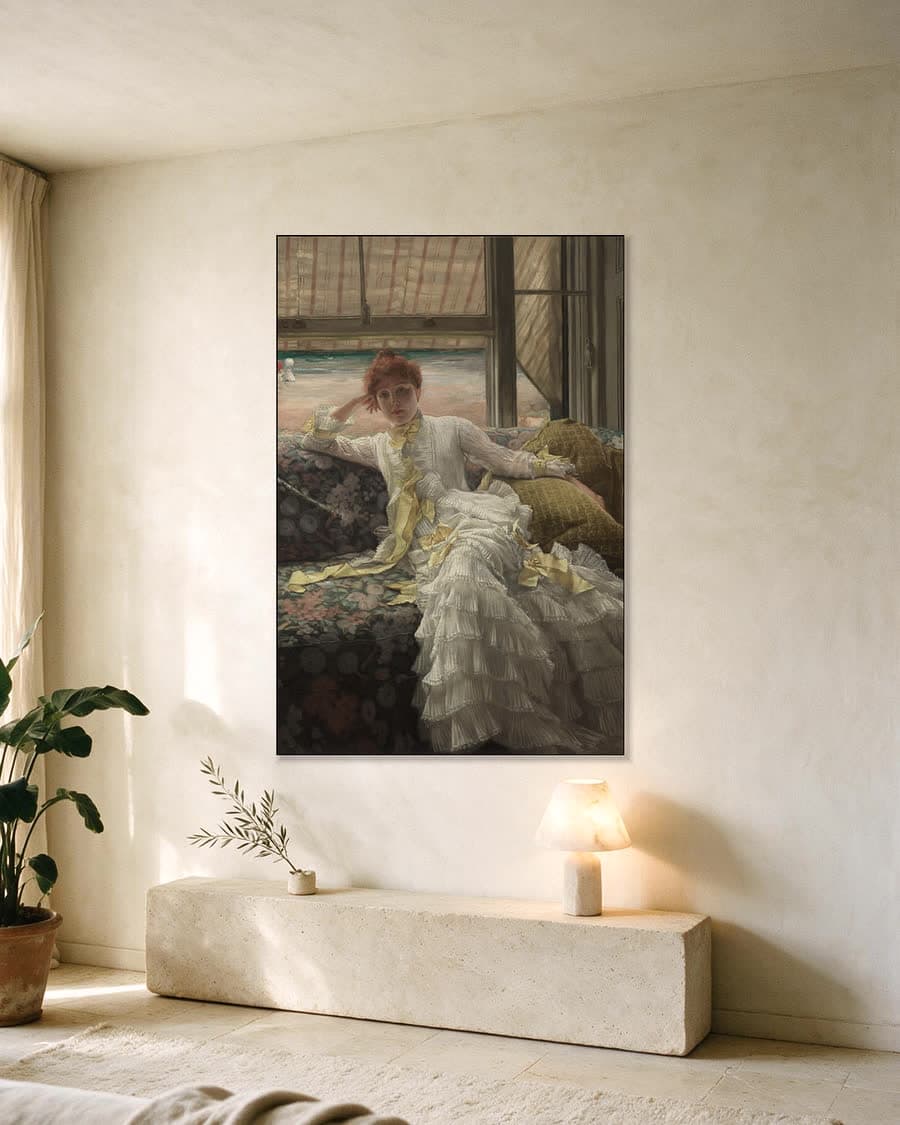Aan zee in juli in een aluminium frame aan dezelfde muur