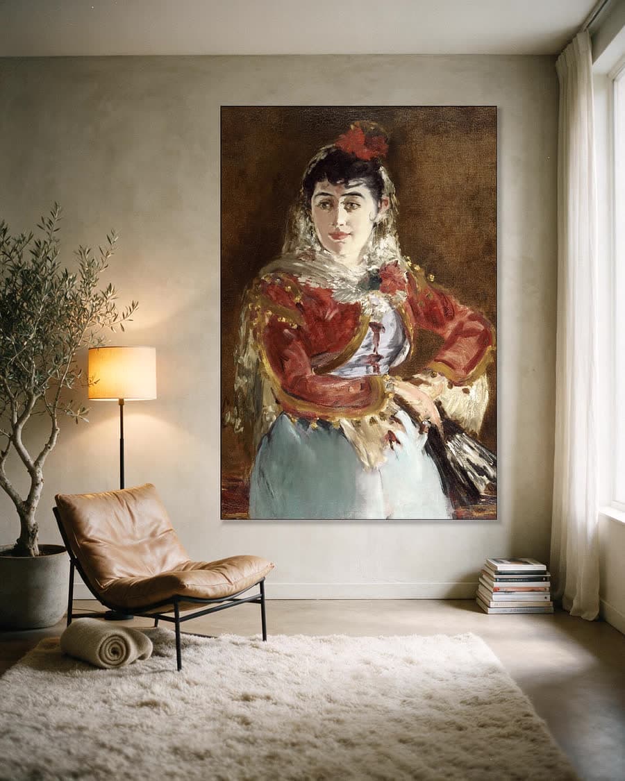 Émilie Ambre als Carmen in een aluminium frame aan dezelfde muur