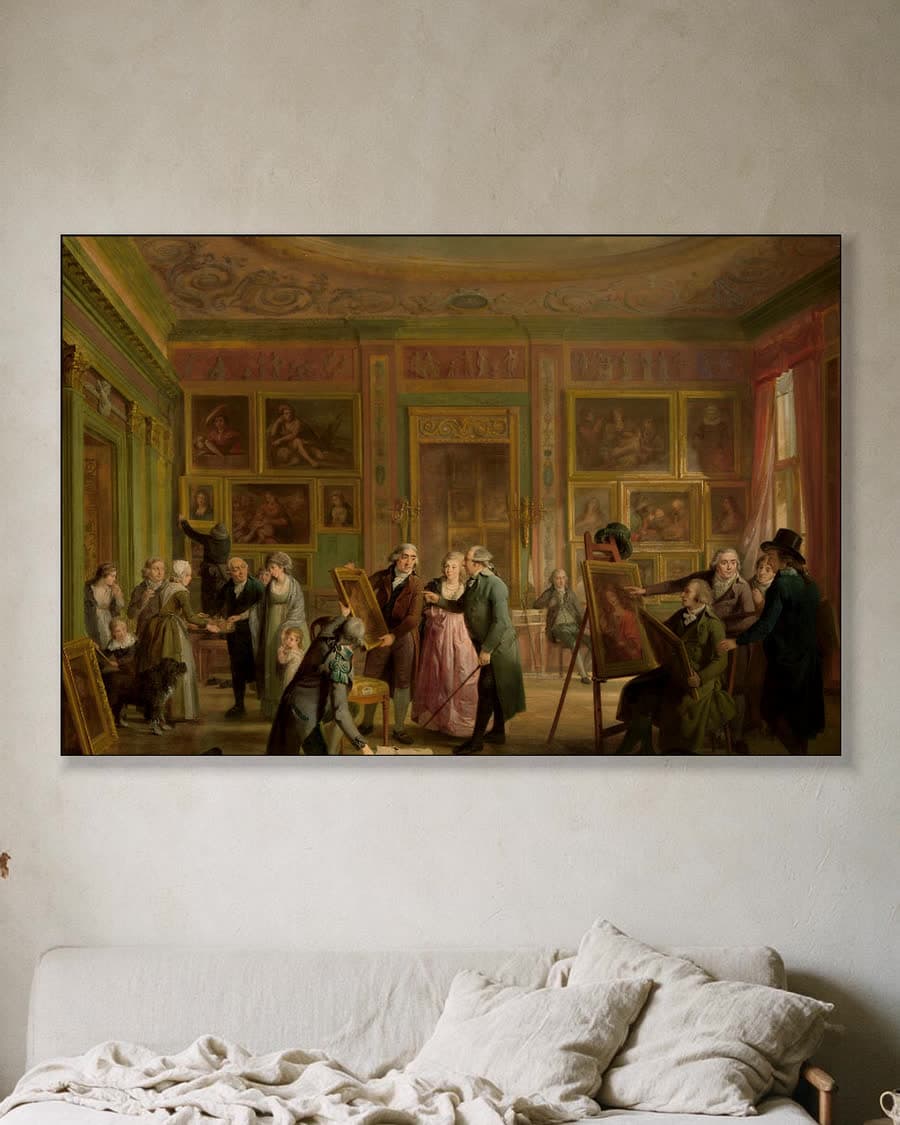 De kunstgalerij van Josephus Augustinus Brentano in een aluminium frame aan dezelfde muur