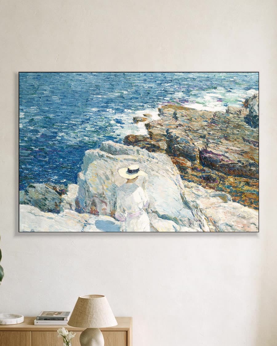 De zuidelijke rotsen, Appledore in een aluminium frame aan dezelfde muur