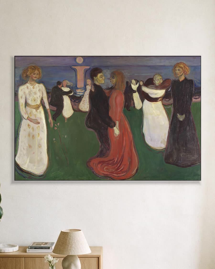 De levensdans in een aluminium frame aan dezelfde muur