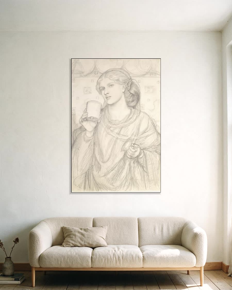 De liefdesbeker in een aluminium frame aan dezelfde muur