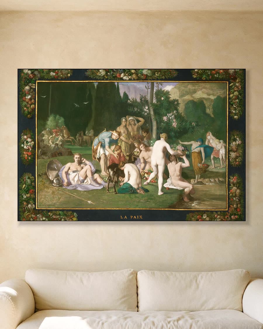 Vrede in een aluminium frame aan dezelfde muur