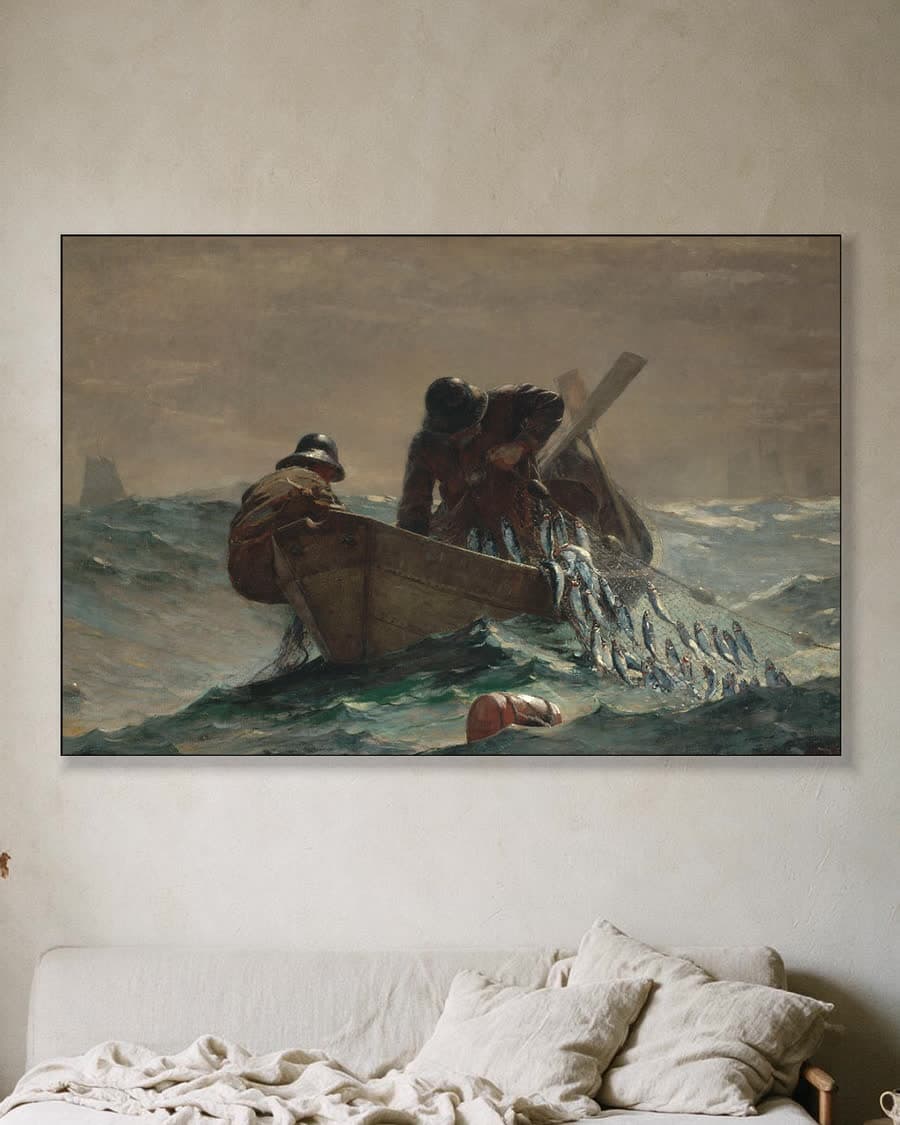 Het Haringnet in een aluminium frame aan dezelfde muur