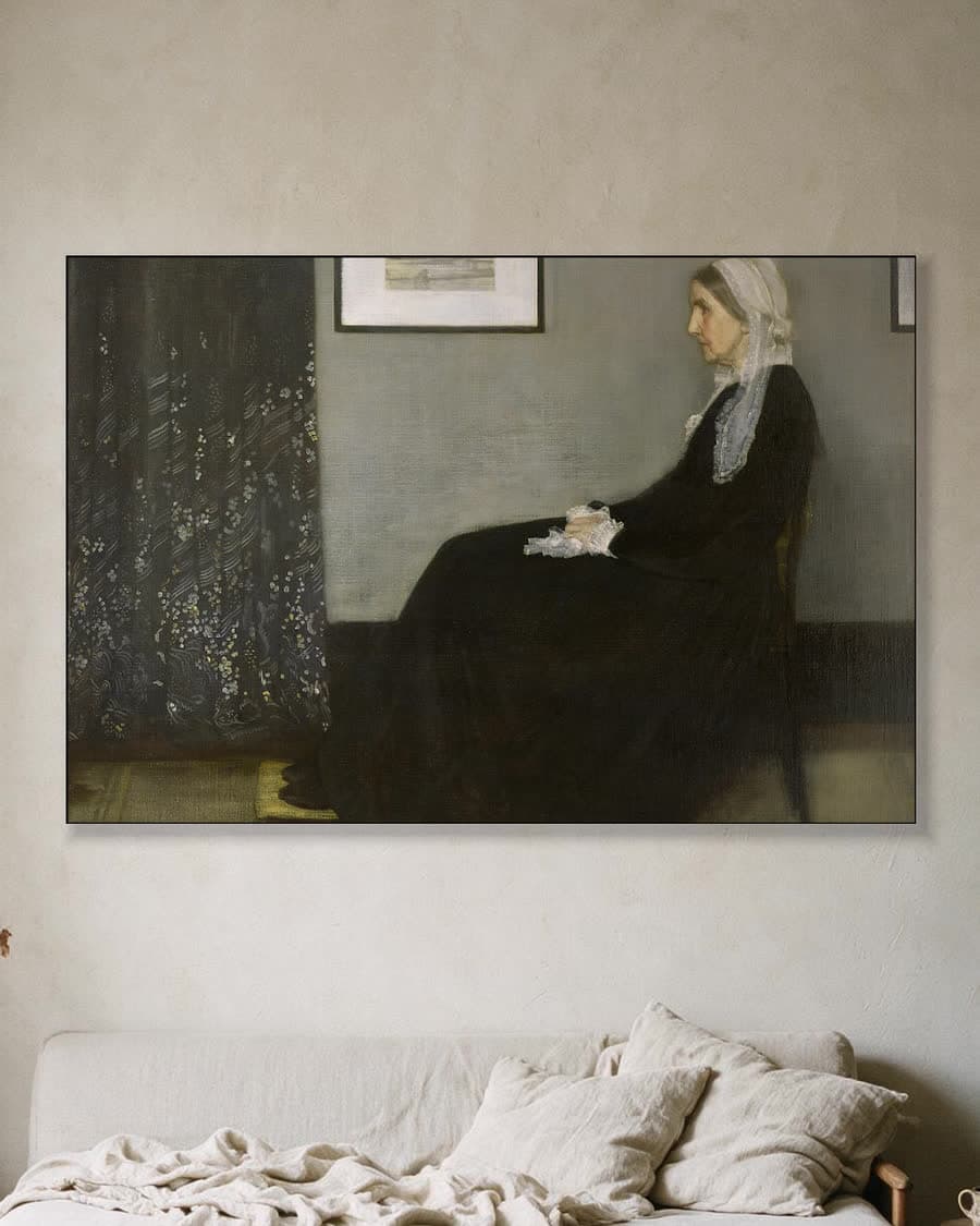 De moeder van Whistler in een aluminium frame aan dezelfde muur