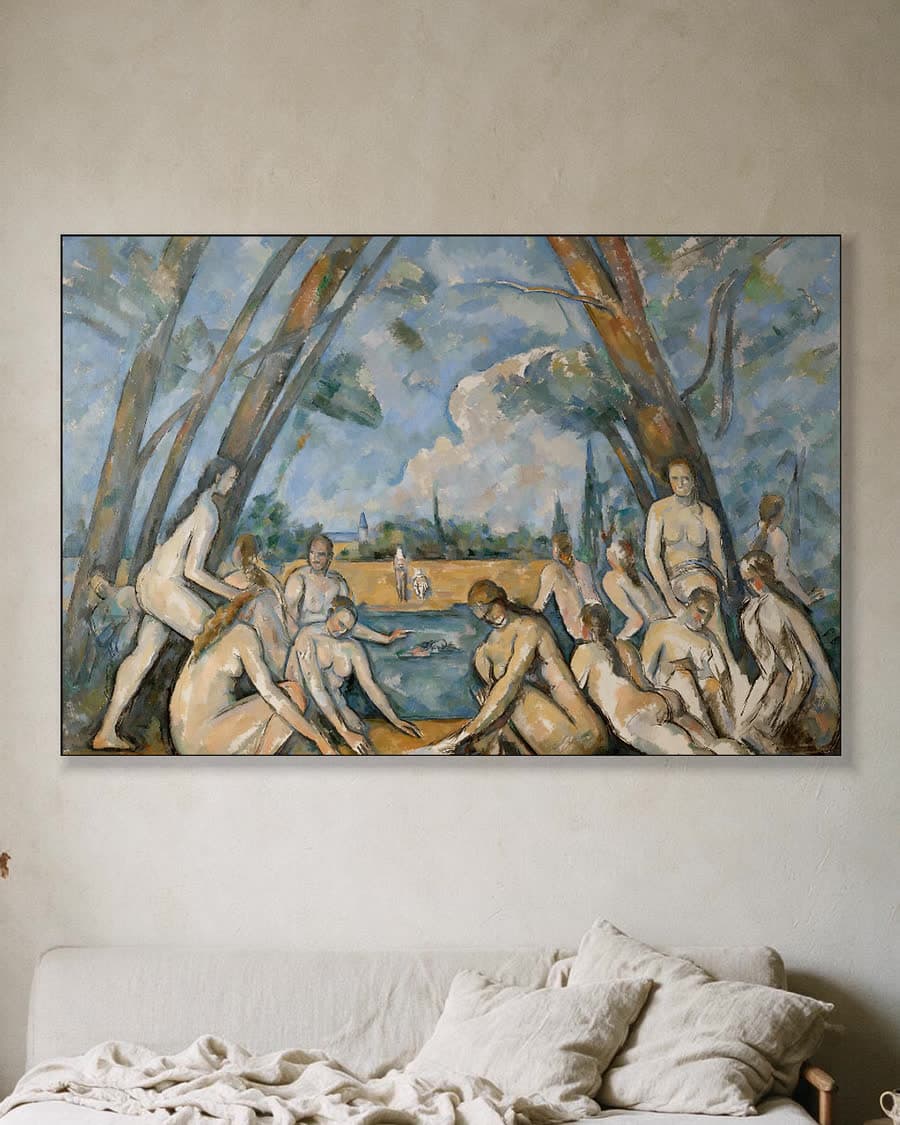 De grote baadsters in een aluminium frame aan dezelfde muur