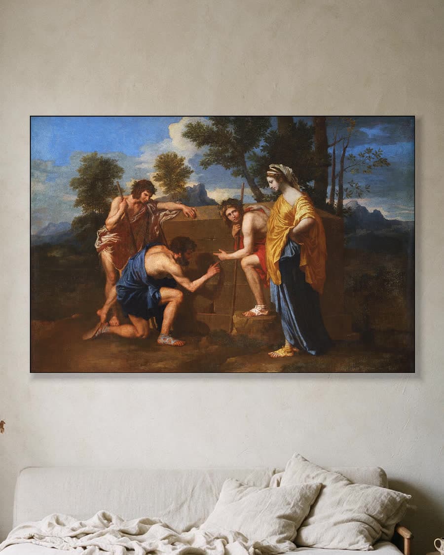 De herders van Arcadië in een aluminium frame aan dezelfde muur