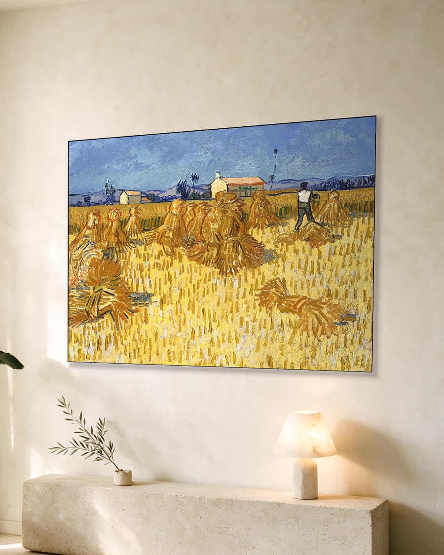 Korenoogst in de Provence in een aluminium frame aan dezelfde muur