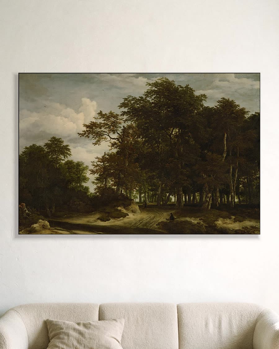 Het grote bos in een aluminium frame aan dezelfde muur