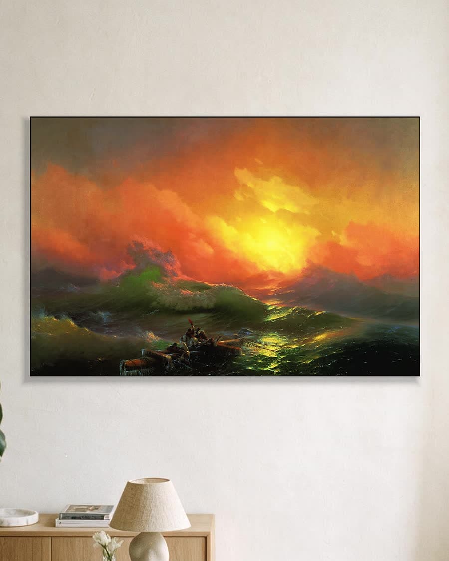 De negende golf in een aluminium frame aan dezelfde muur