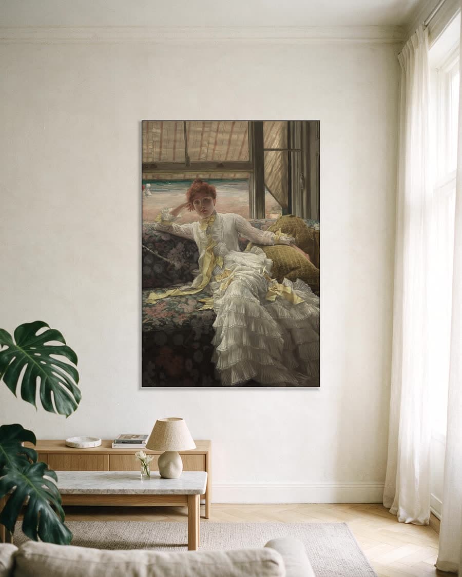 Aan zee in juli in een aluminium frame aan dezelfde muur