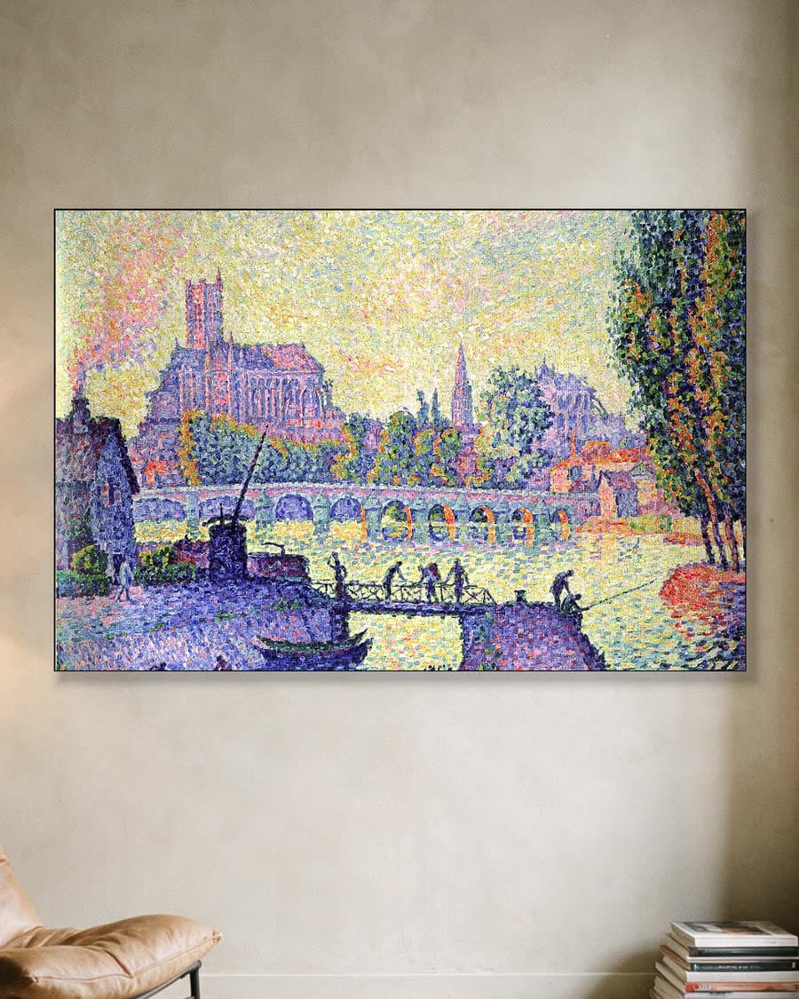 De brug bij Auxerre in een aluminium frame aan dezelfde muur