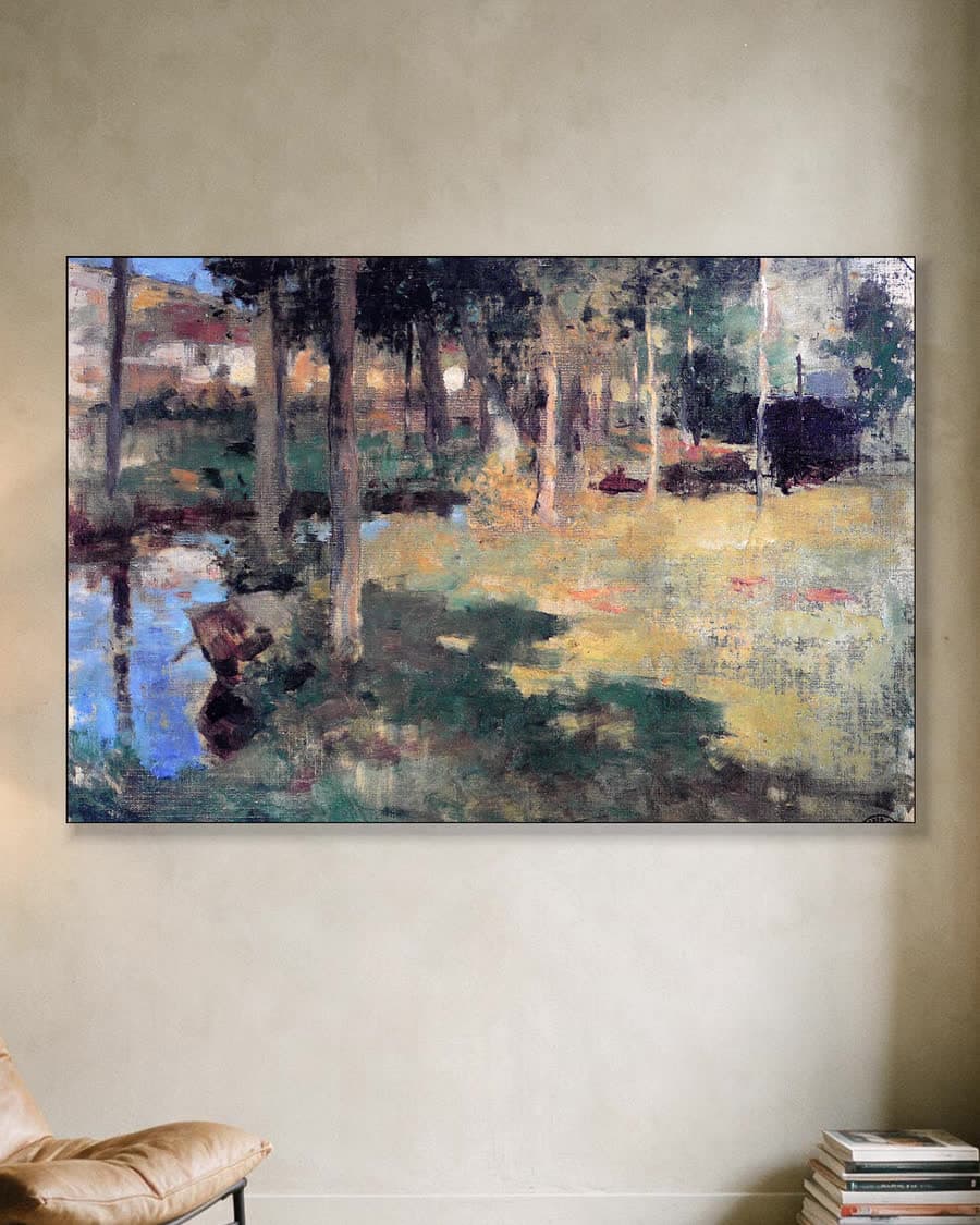 De Epte bij Giverny in een aluminium frame aan dezelfde muur