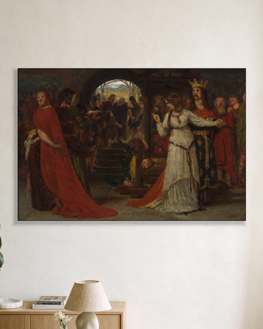 Cordelia neemt afscheid van haar zussen in een aluminium frame aan dezelfde muur