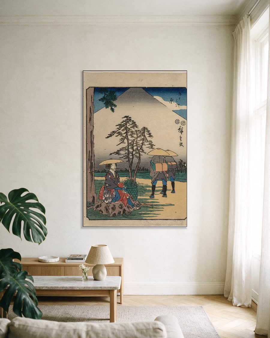 Hara (De drieënvijftig stations van de Tōkaidō) in een aluminium frame aan dezelfde muur
