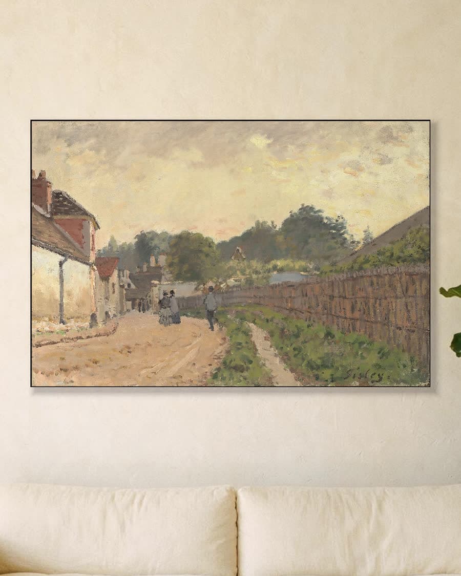 Een straat in Marly-le-Roi in een aluminium frame aan dezelfde muur