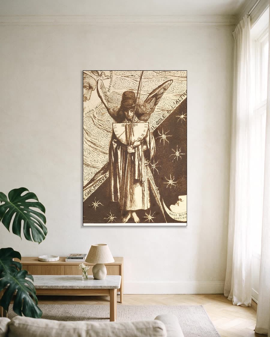 Dantis Amor, voltooide studie in een aluminium frame aan dezelfde muur