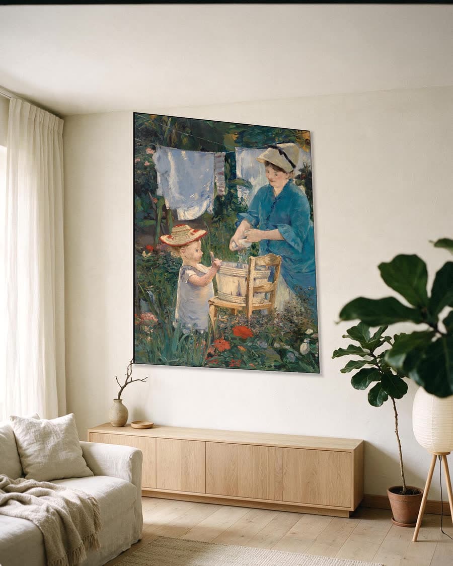 De was in een aluminium frame aan dezelfde muur