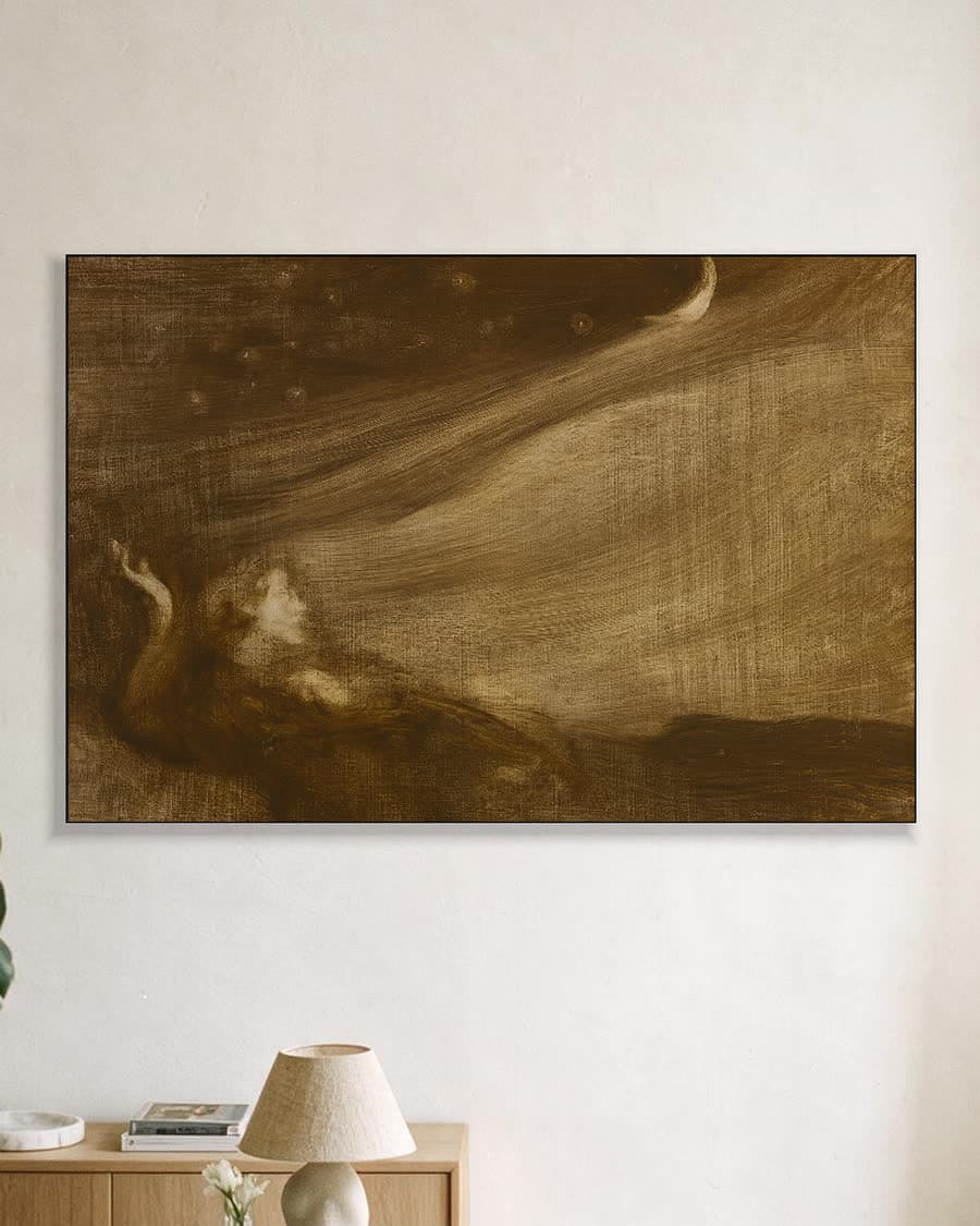 De peinzer in een aluminium frame aan dezelfde muur