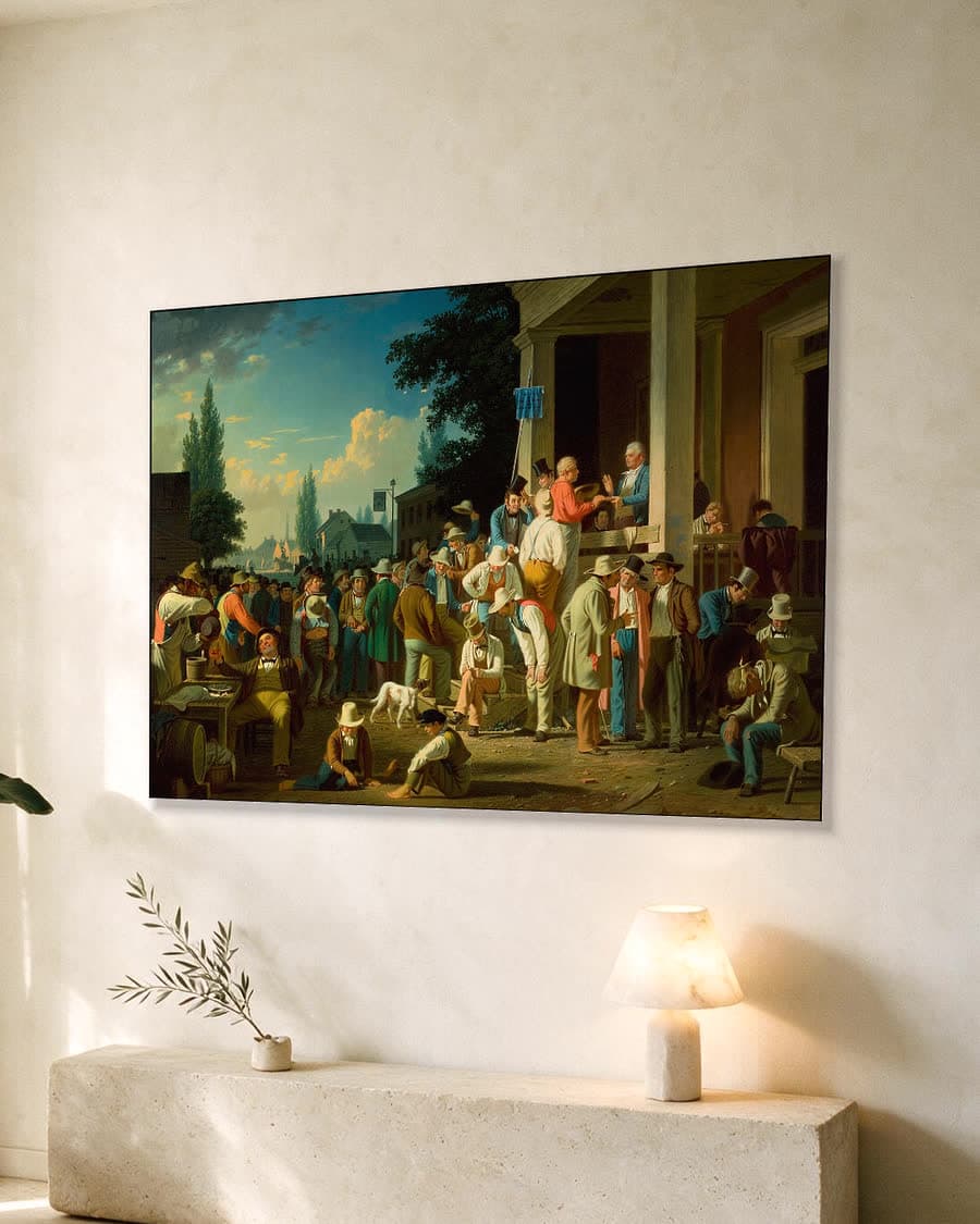 De districtsverkiezing in een aluminium frame aan dezelfde muur