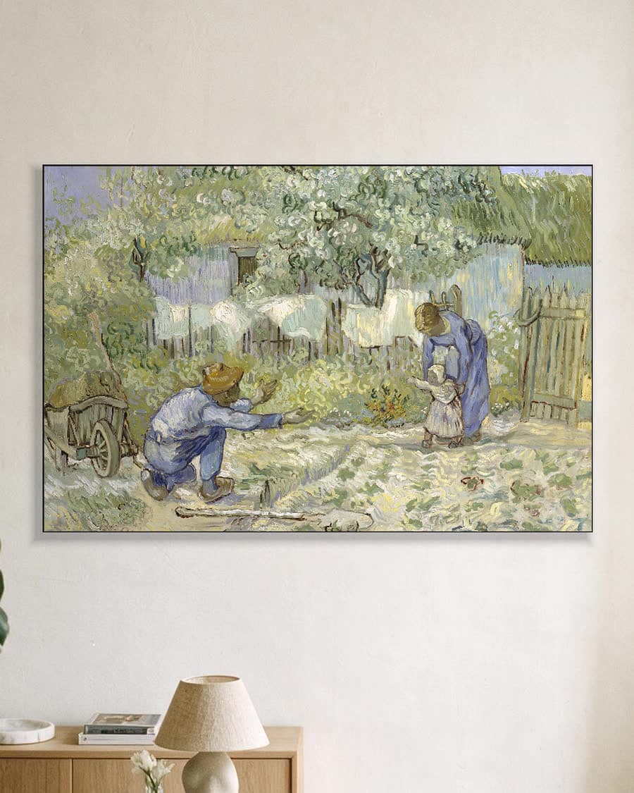 Eerste stappen (naar Millet) in een aluminium frame aan dezelfde muur