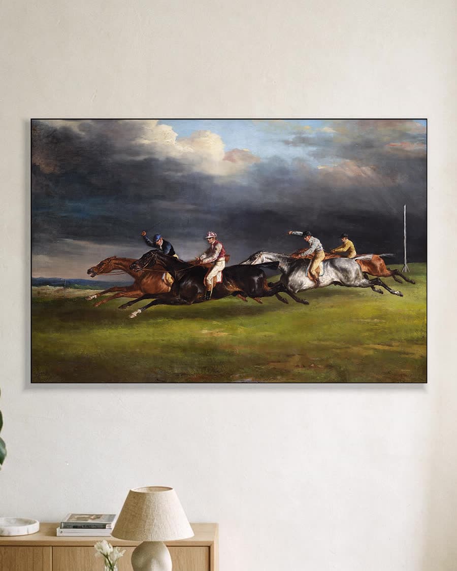 De Derby van Epsom in een aluminium frame aan dezelfde muur