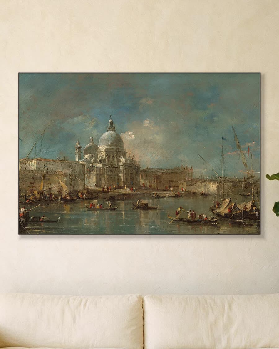 Venetië: Santa Maria della Salute aan het water in een aluminium frame aan dezelfde muur