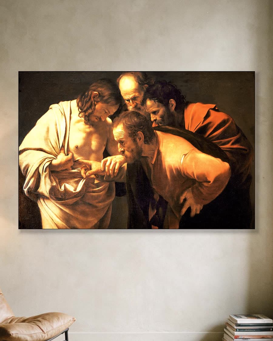 De ongelovige Thomas in een aluminium frame aan dezelfde muur