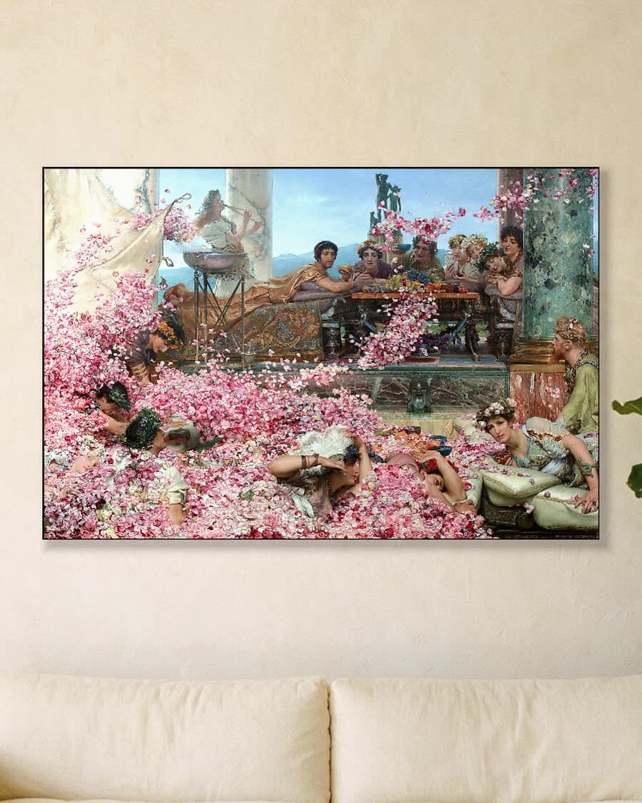 De rozen van Heliogabalus in een aluminium frame aan dezelfde muur