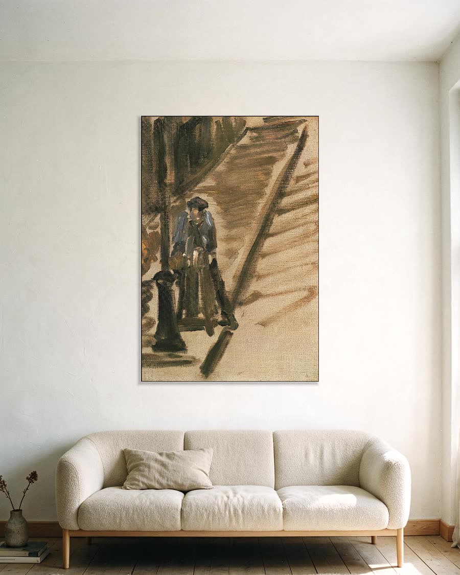 De Rue Mosnier met scharenslijper in een aluminium frame aan dezelfde muur