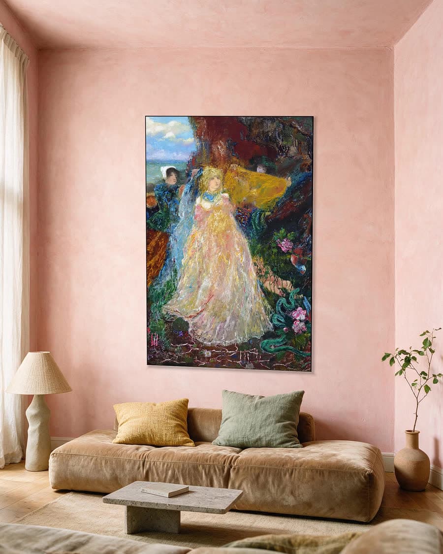 Hetaera (Venus van de zee) in een aluminium frame aan dezelfde muur