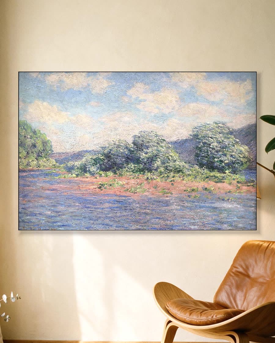 De Seine bij Port-Villez in een aluminium frame aan dezelfde muur