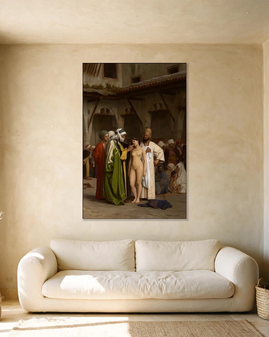 De slavenmarkt in een aluminium frame aan dezelfde muur