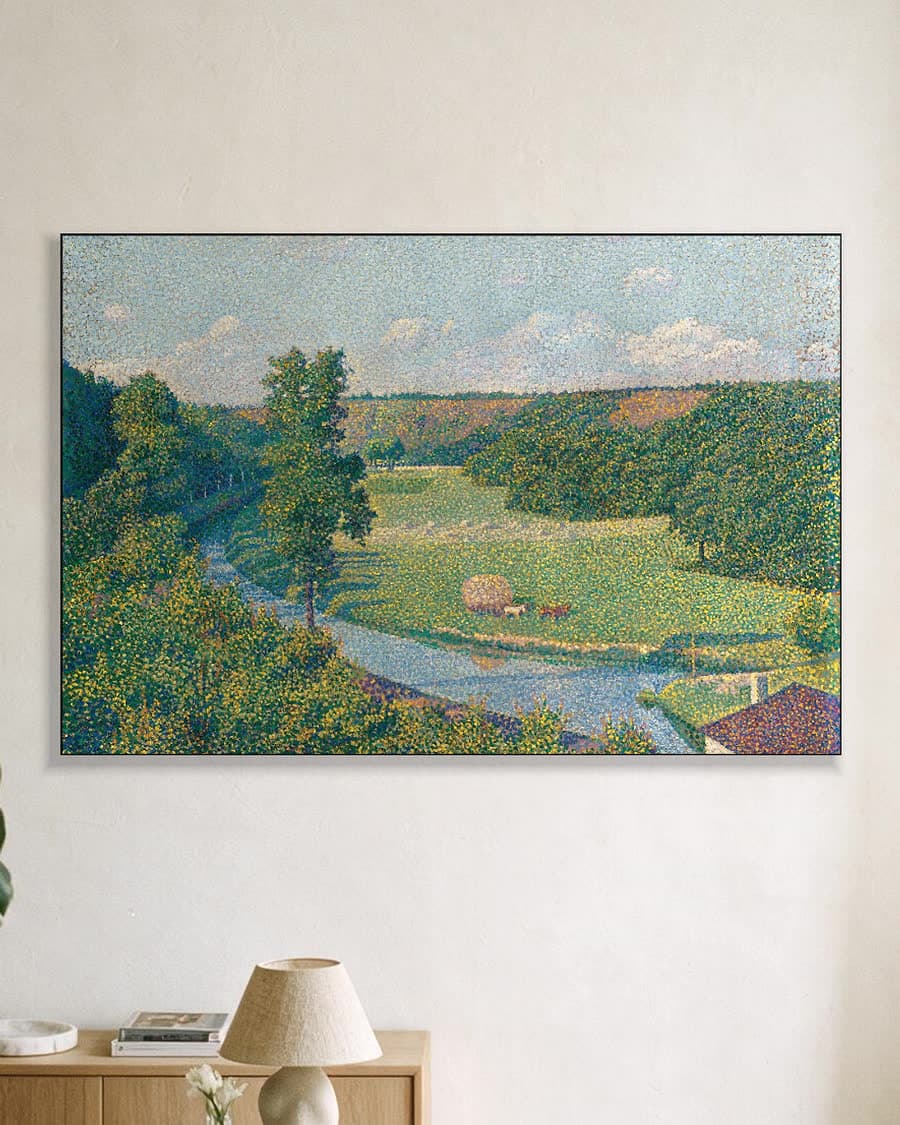 Het dal van de Samber in een aluminium frame aan dezelfde muur