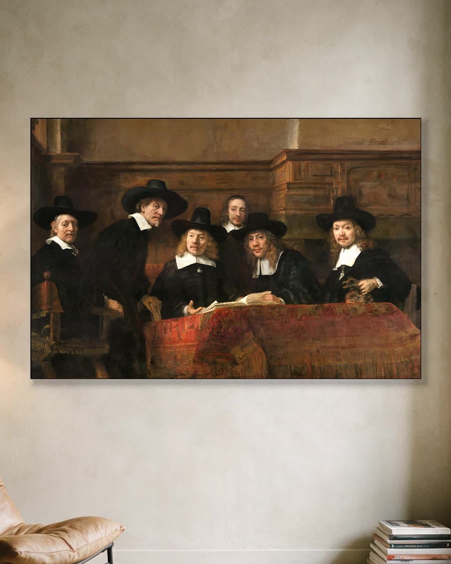 De staalmeesters in een aluminium frame aan dezelfde muur