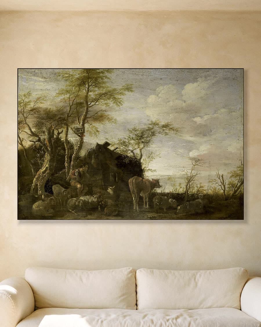 De herdershut in een aluminium frame aan dezelfde muur