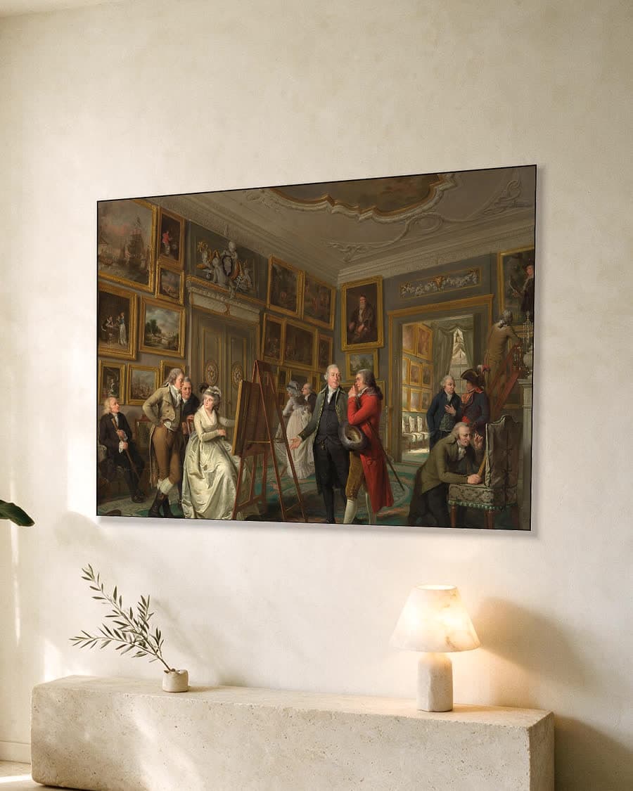 De kunstgalerij van Jan Gildemeester Jansz in een aluminium frame aan dezelfde muur