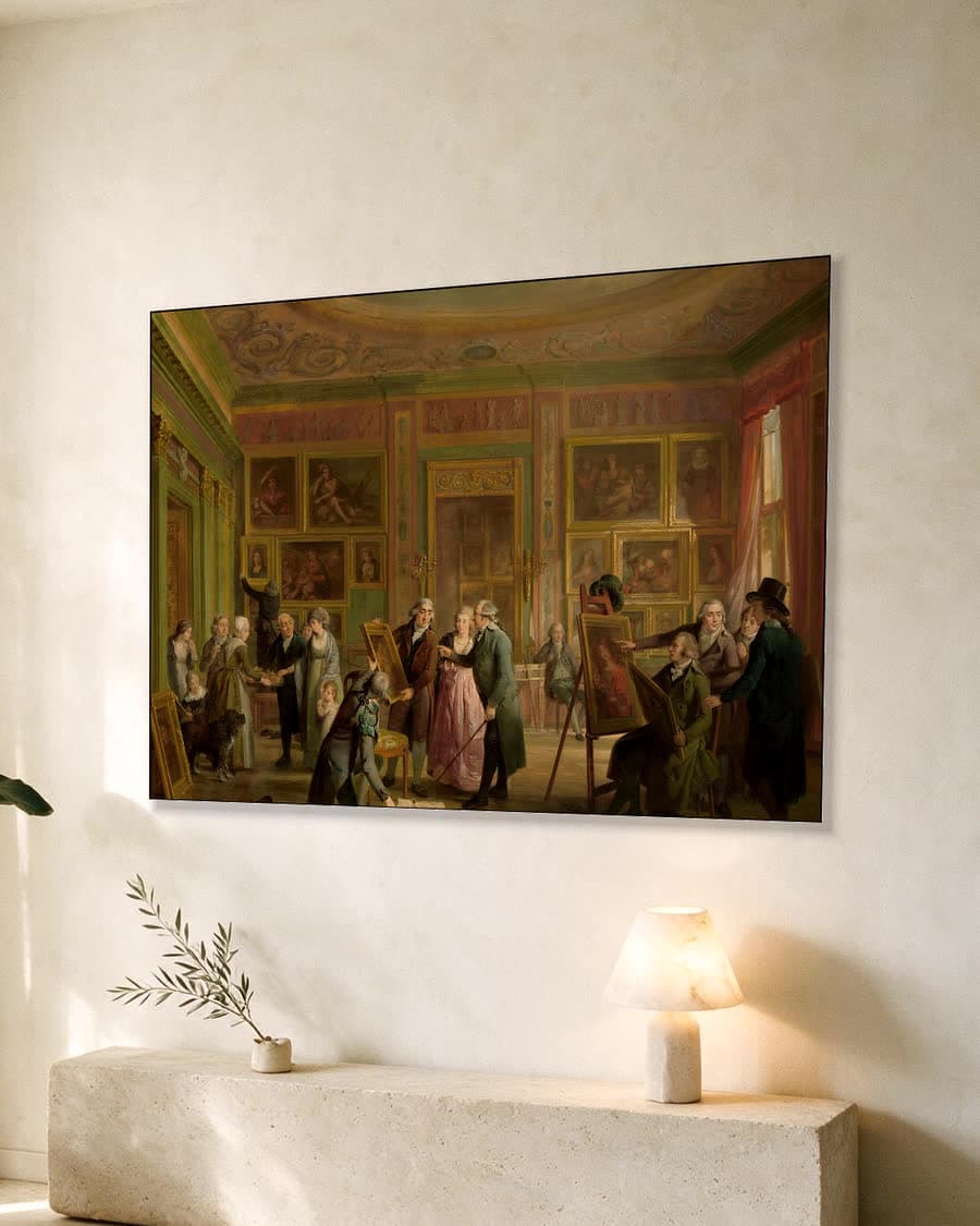 De kunstgalerij van Josephus Augustinus Brentano in een aluminium frame aan dezelfde muur