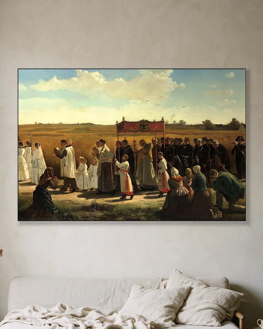 Zegening van het koren in Artois in een aluminium frame aan dezelfde muur