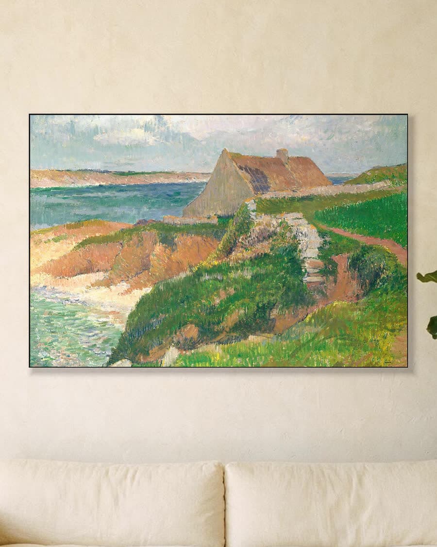 Het eiland Raguenez in Bretagne in een aluminium frame aan dezelfde muur