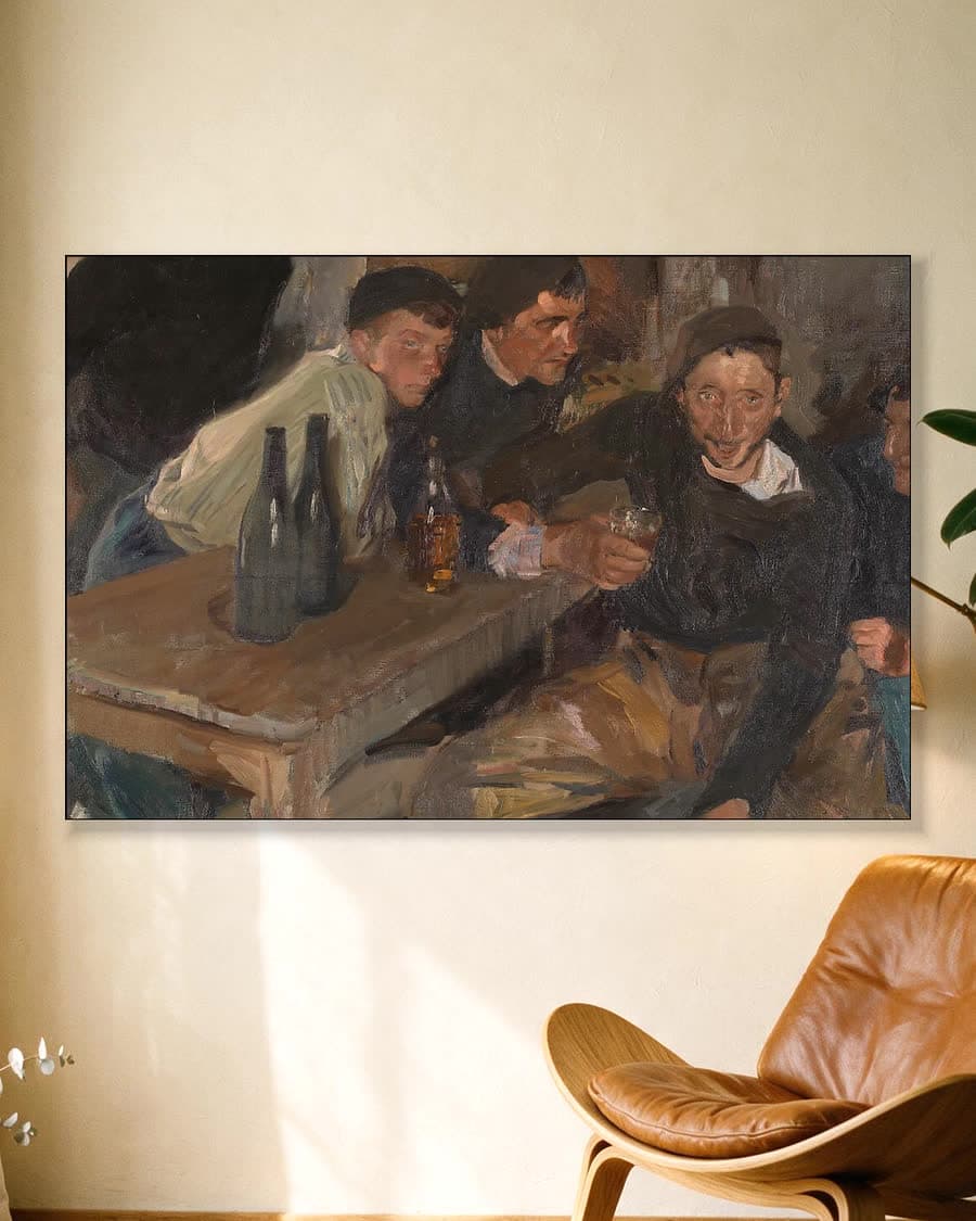De dronkaard, Zarauz in een aluminium frame aan dezelfde muur