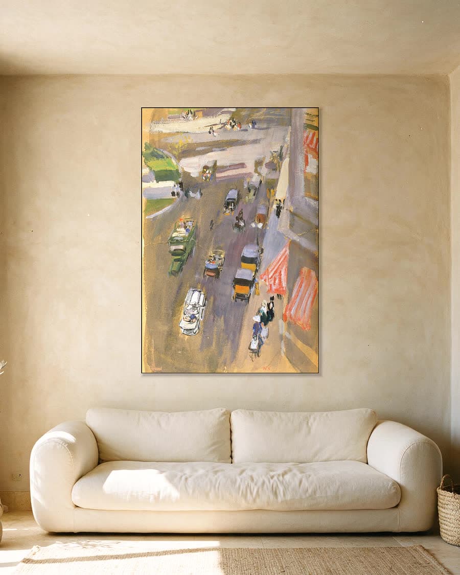 Fifth Avenue, New York in een aluminium frame aan dezelfde muur