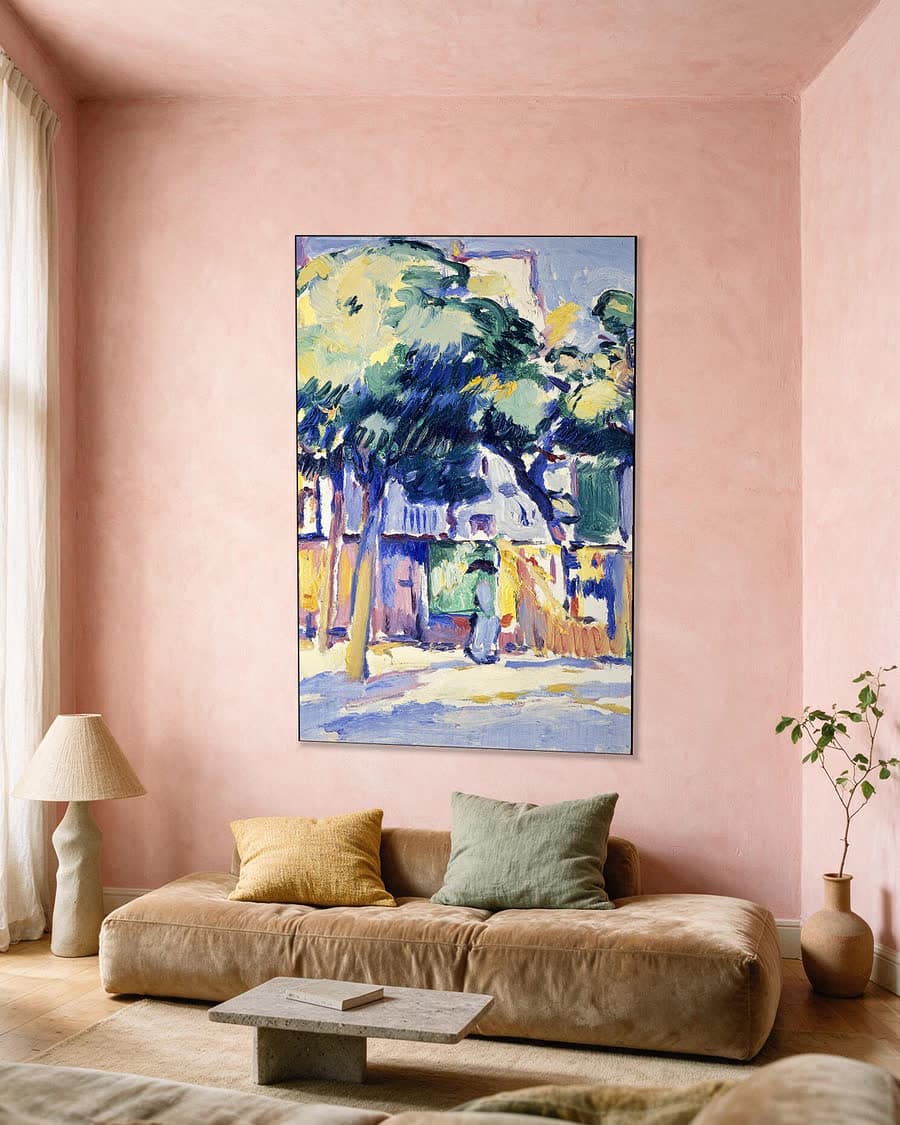 Veules-les-Roses in een aluminium frame aan dezelfde muur