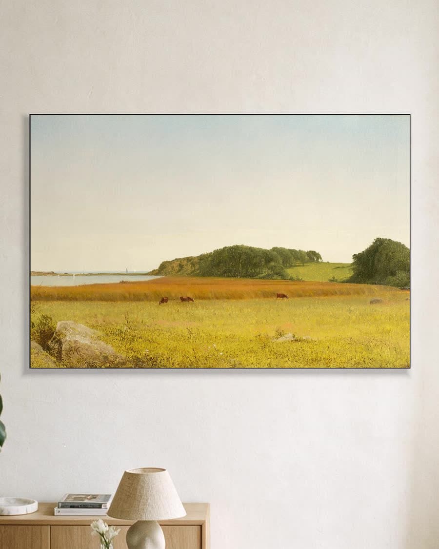 Almy's Pond bij Newport in een aluminium frame aan dezelfde muur
